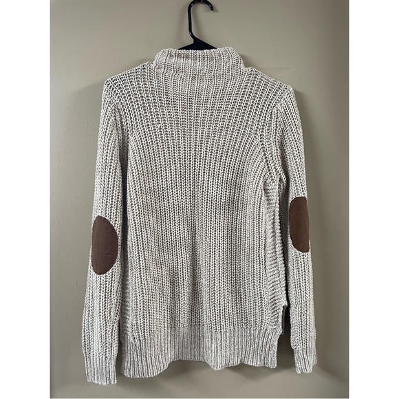 Stela Mock Neck Faux Suede Elbow Patch Pullover - Picture 4 of 4